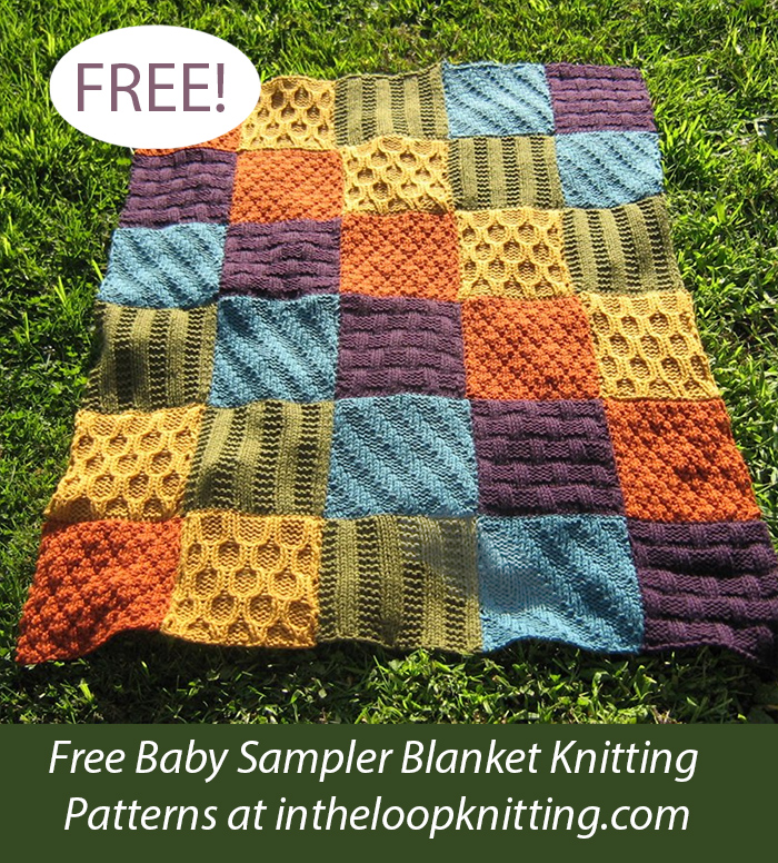 Color Block Sampler Blanket Free Knitting Pattern