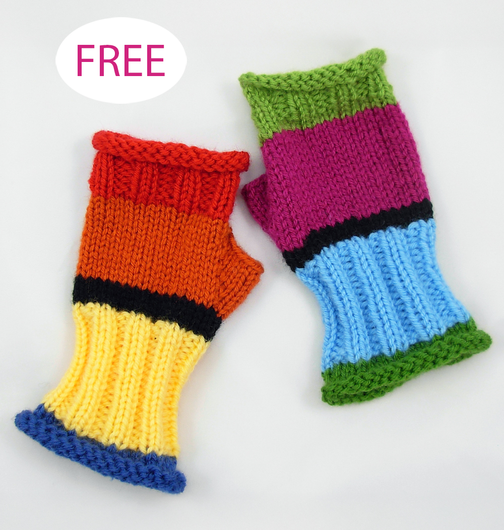 Free Knitting Pattern Color Block Fingerless Gloves
