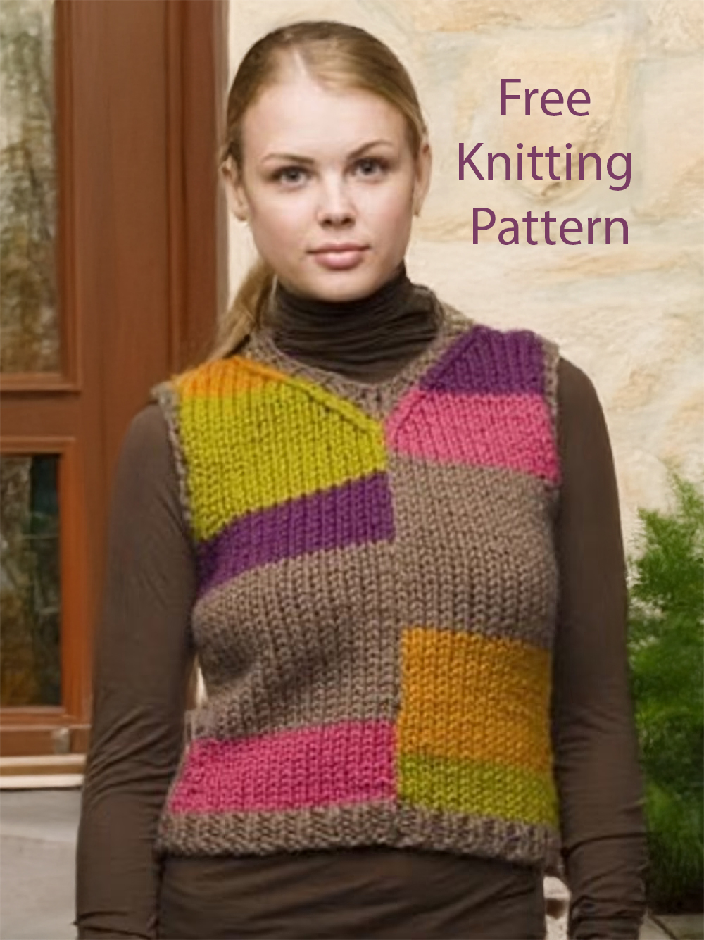 Free Sweater Knitting Pattern Color Block Vest