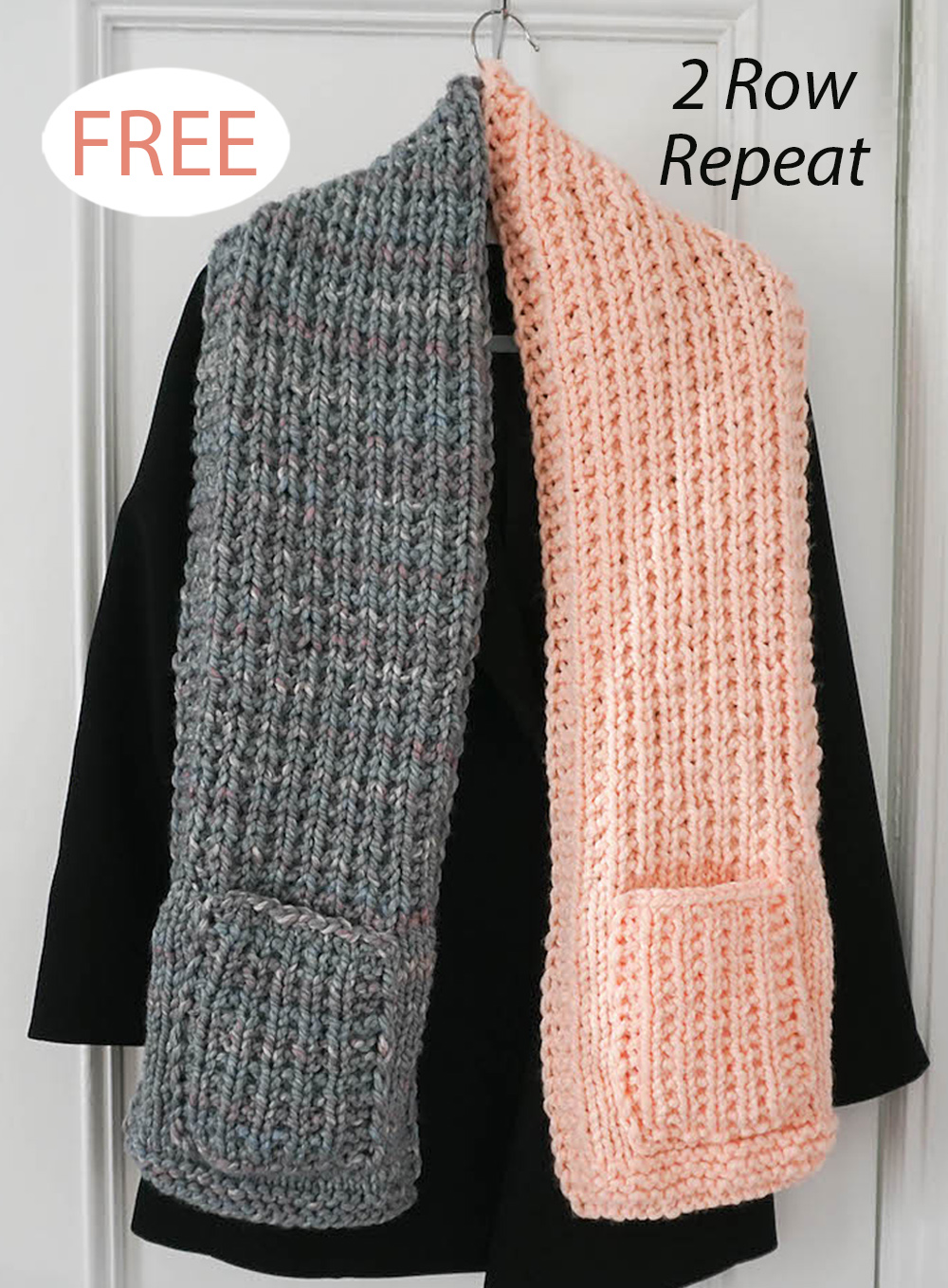 Free Color Blocked Pocket Scarf Knitting Pattern