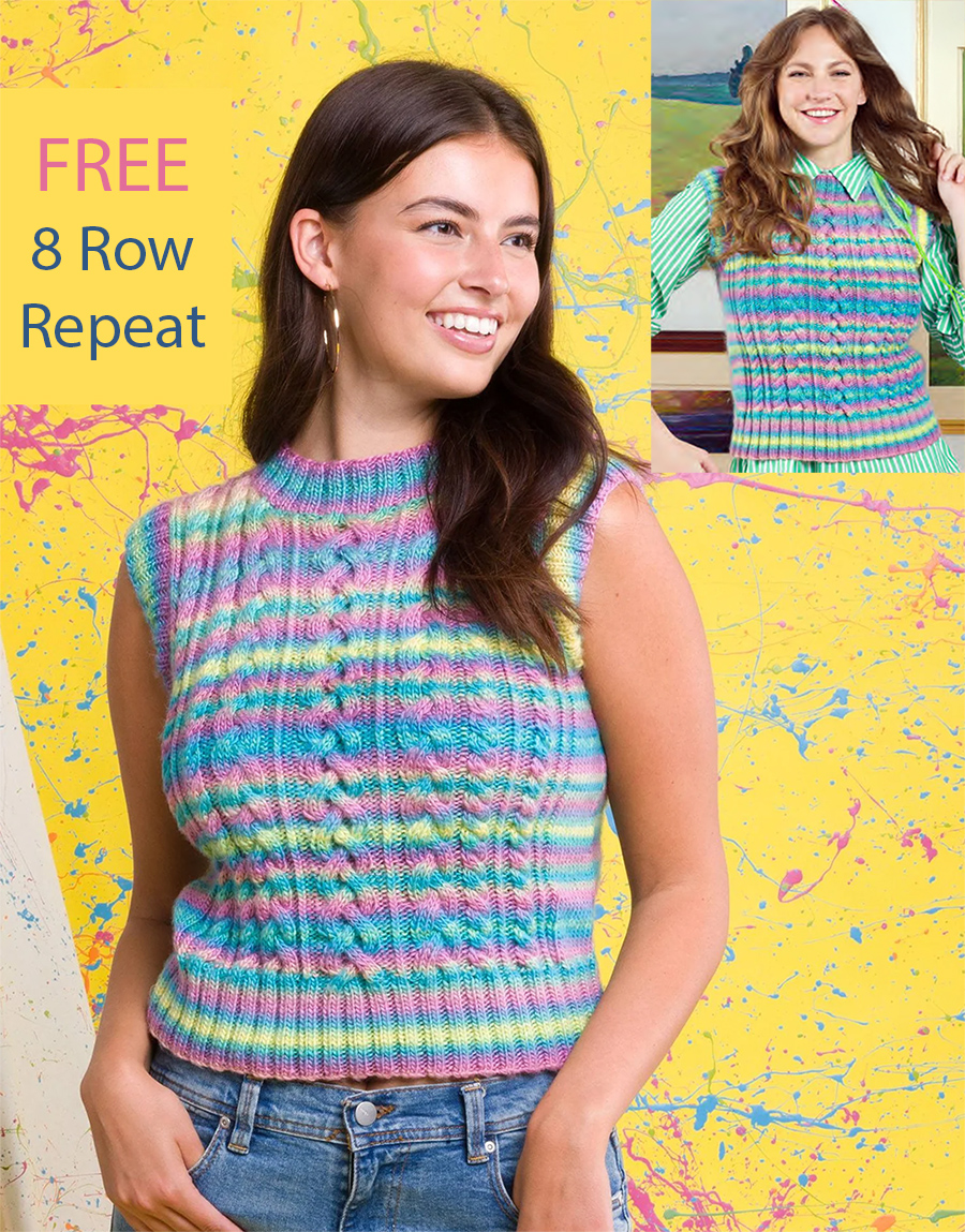 Free Knitting Pattern Color Fade and Cables Vest