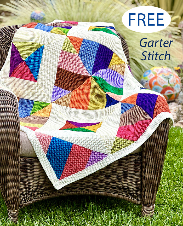 Color Mosaic Garter Knit Blanket Knitting Pattern 