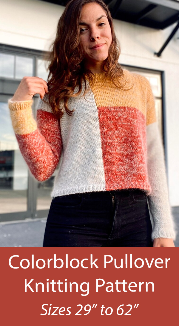 Sweater Knitting Pattern Colorblock Pullover