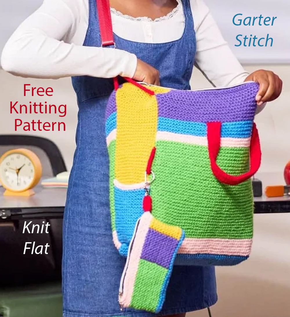 Free Colorblock Tote and Pouch Bag Knitting Pattern Set
