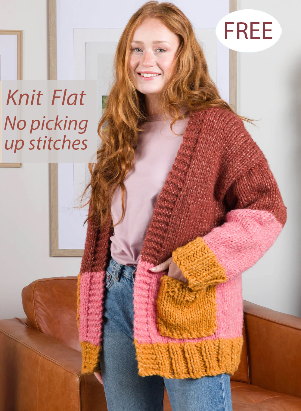 Free Easy Colorblocked Cardigan Knitting Pattern