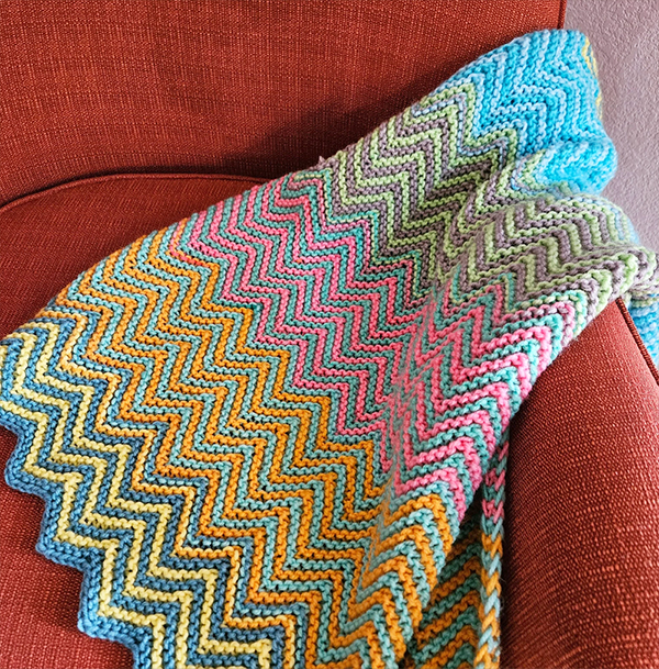 Colorful Chevron Blanket Knitting Pattern