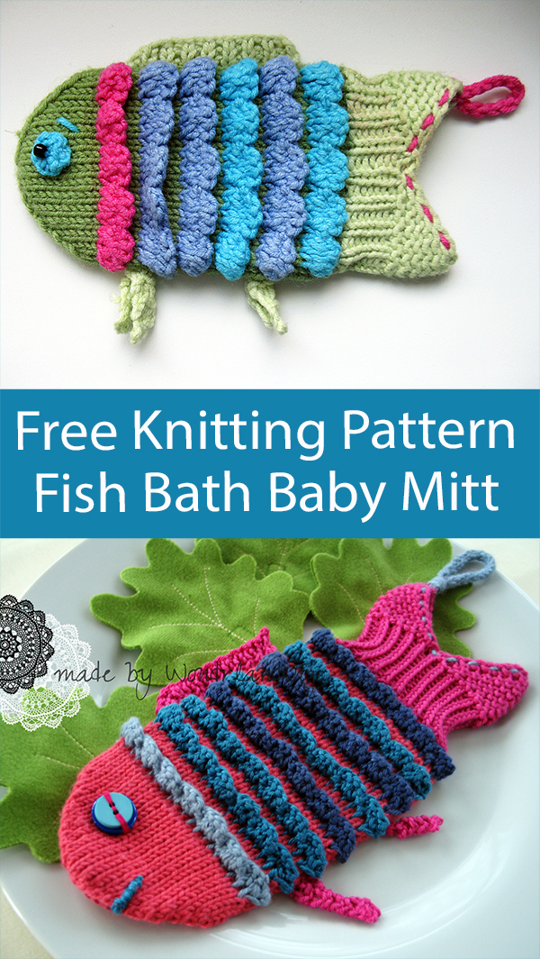 Free Bath Mitt Knitting Pattern Colorful Fish Bath Baby Mitt