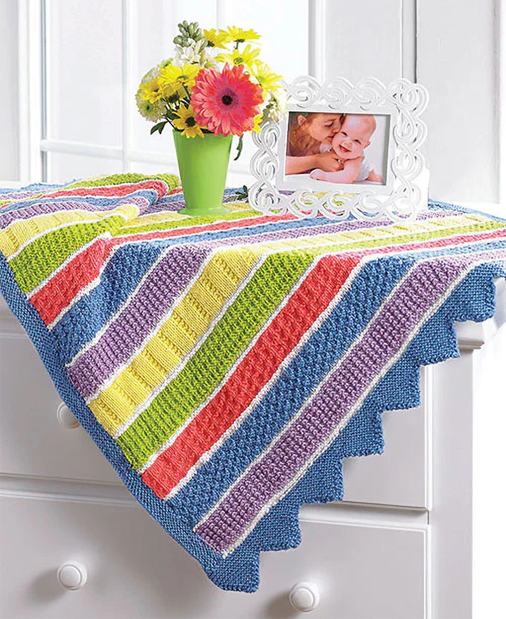 Knitting Pattern for Colorful Fun Blanket Sampler Baby Blanket