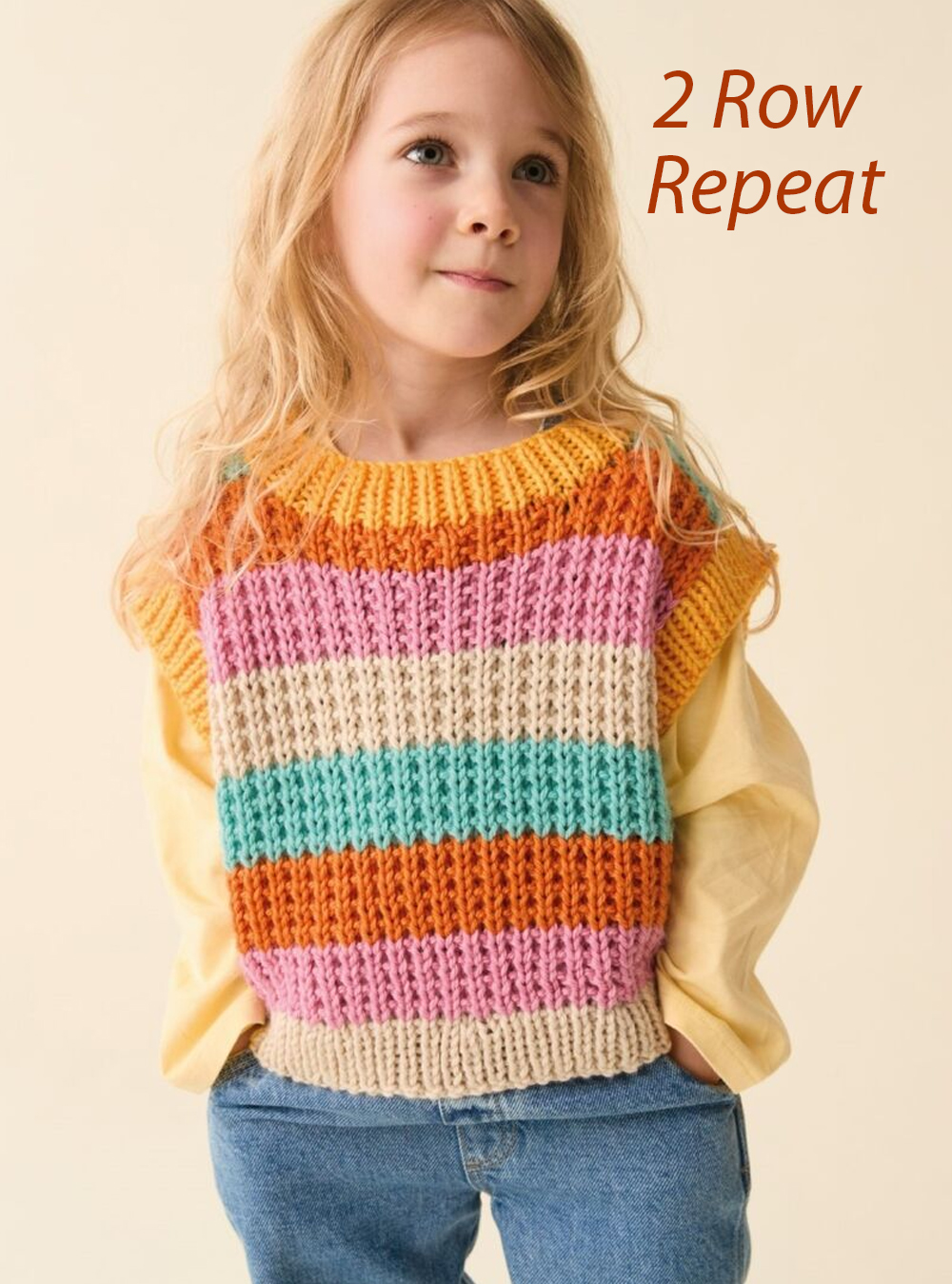 Colour Pop Pullover Vest Knitting Pattern for Babies and Children