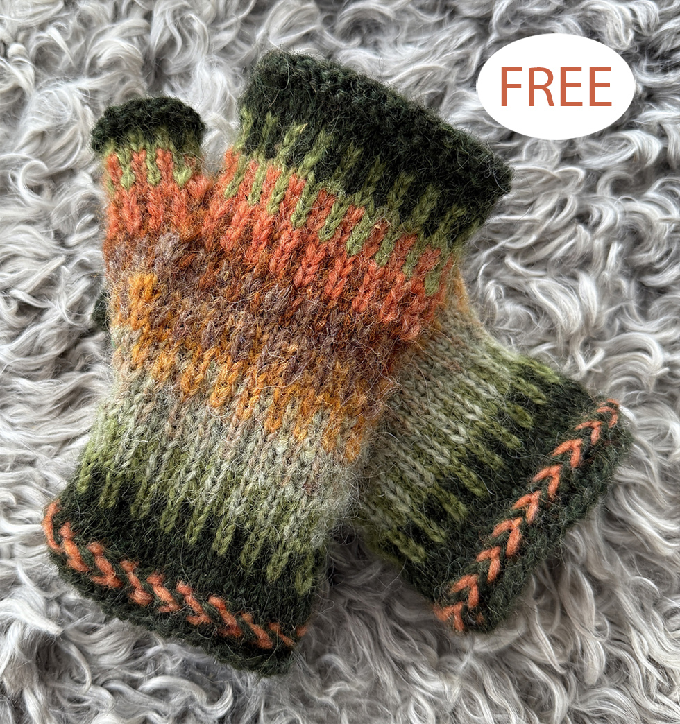 Free Colour Swatch Mitts Knitting Pattern