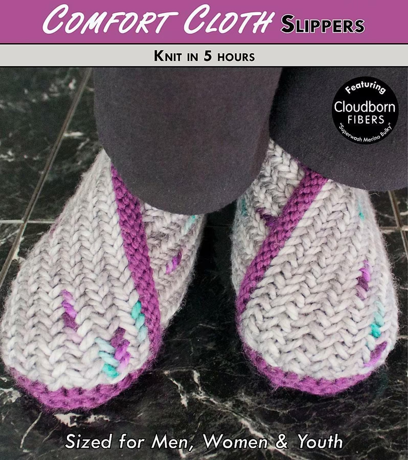 Knitting Pattern Comfort Cloth Slippers