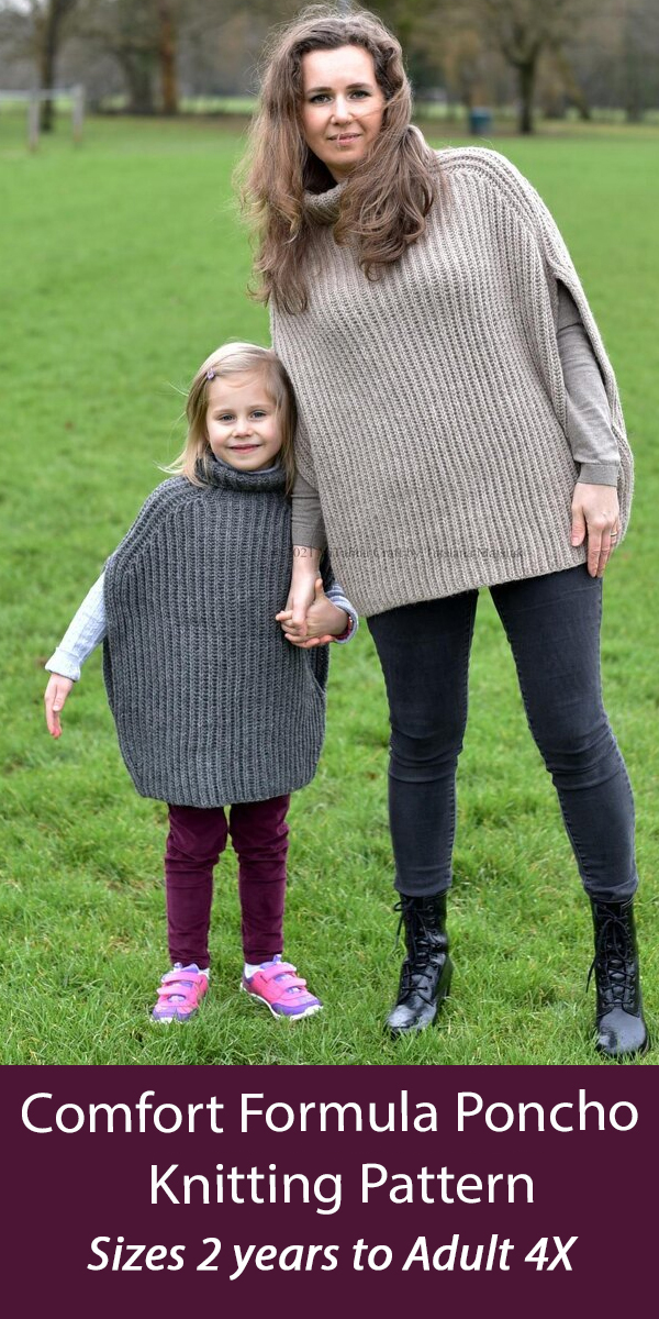 Poncho Knitting Patterns Family Comfort Formula Poncho for Children and Adults