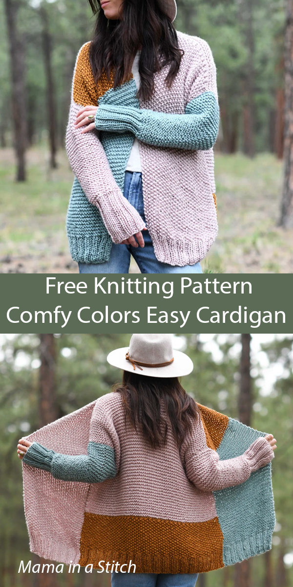 Free Comfy Colors Cardigan Easy Knitting Pattern