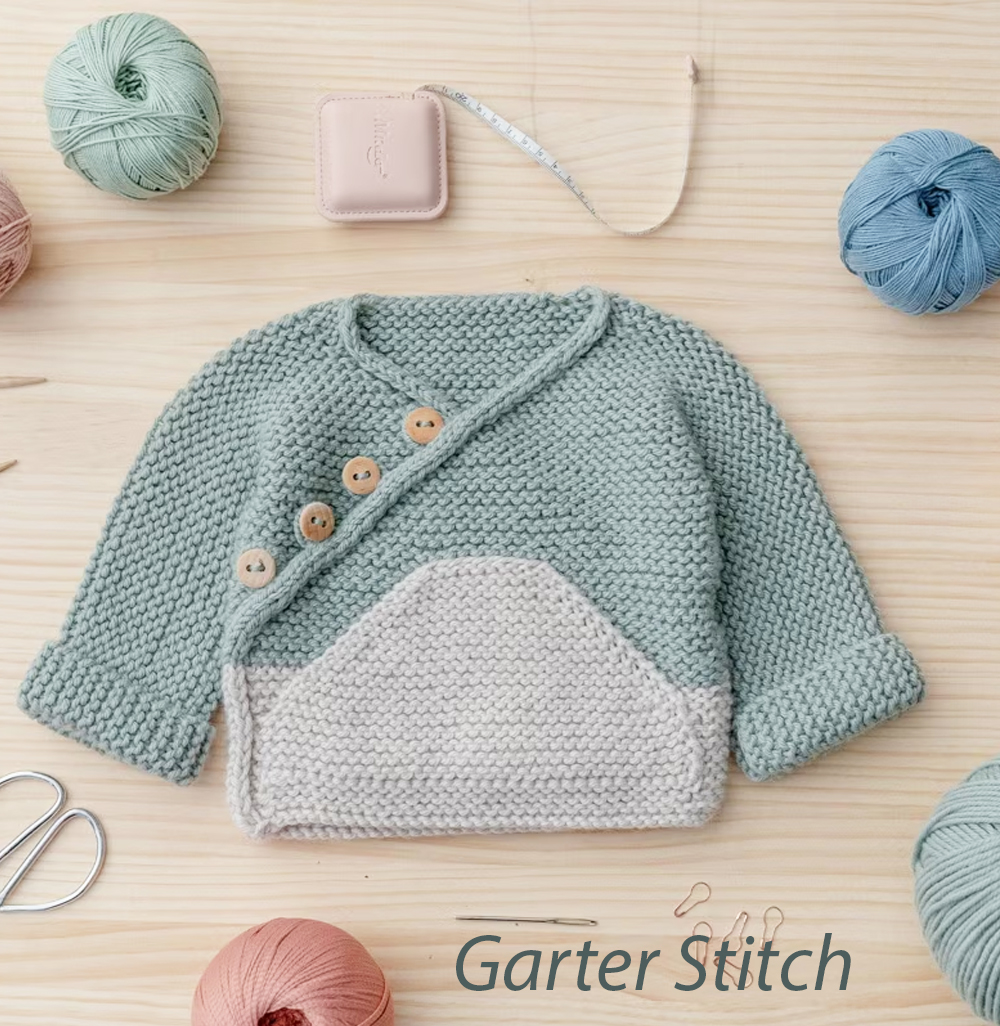 Baby Comfy Knitted Jacket Garter Stitch Knitting Pattern
