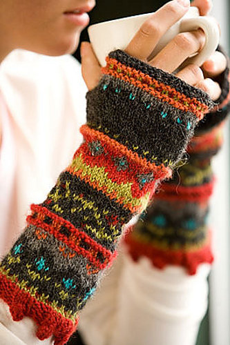 Knitting patterns for Composed Mitts with fair isle and more stash buster knitting patterns