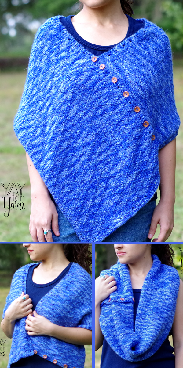 Free Knitting Pattern for 8-Row Repeat Convertible Diamond Wrap