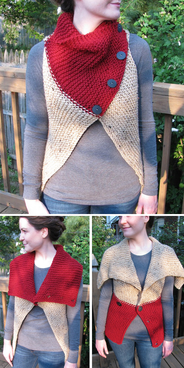 Knitting Pattern for Easy Convertible Garter Vest