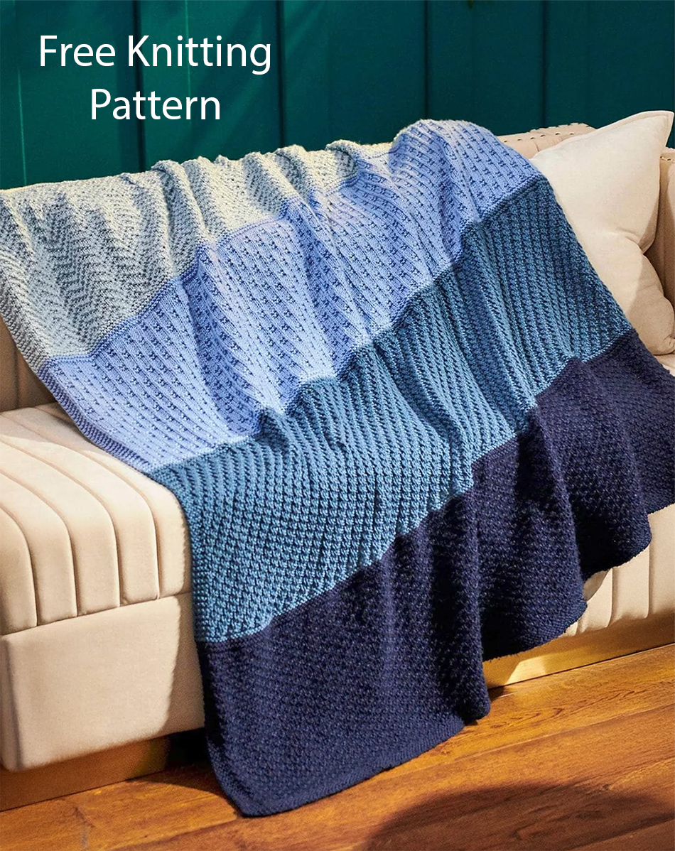 Free Knitting Pattern Cool Front Throw Striped Blanket