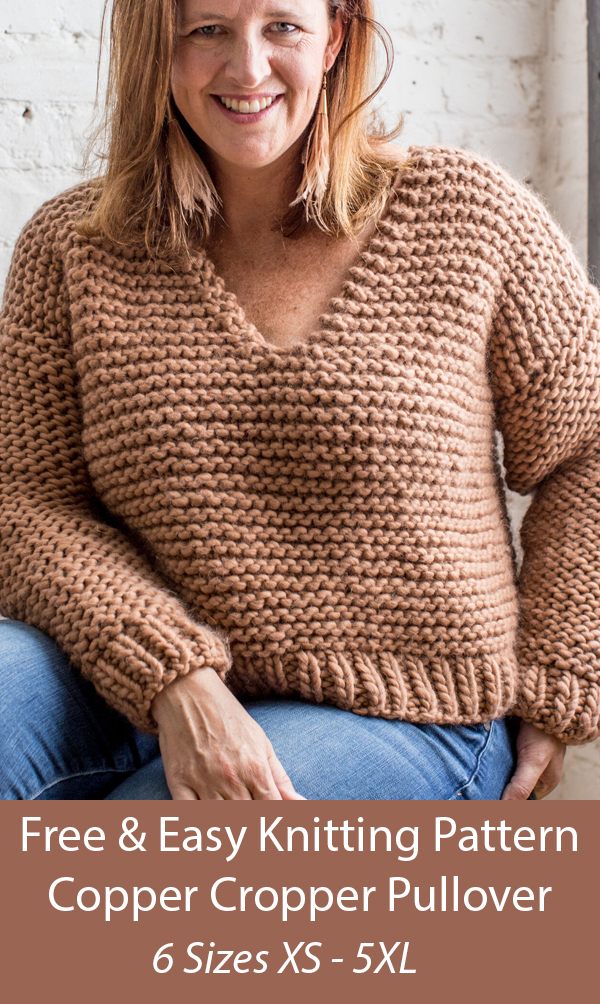 Free Knitting Pattern for Easy Copper Cropper Pullover