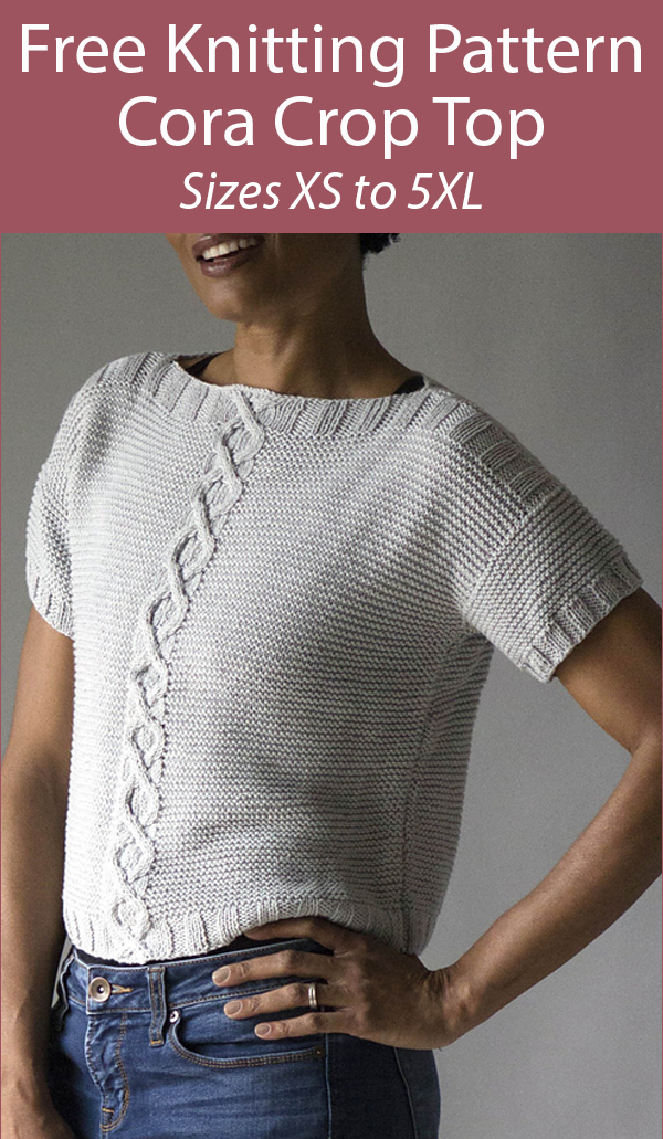 Free Knitting Pattern for Cora Crop Top Sizes XS to 5X