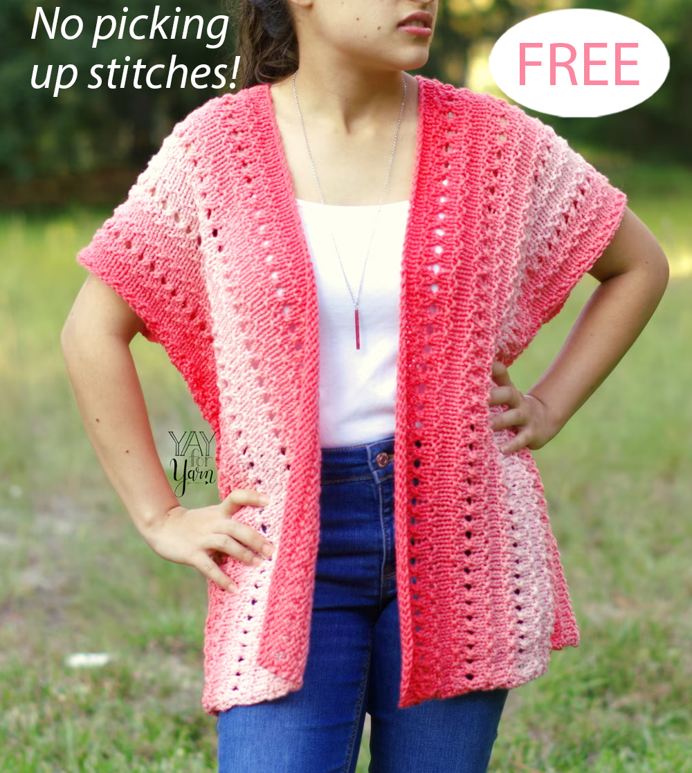 Free Knitting Pattern for Easy Coral Cardigan