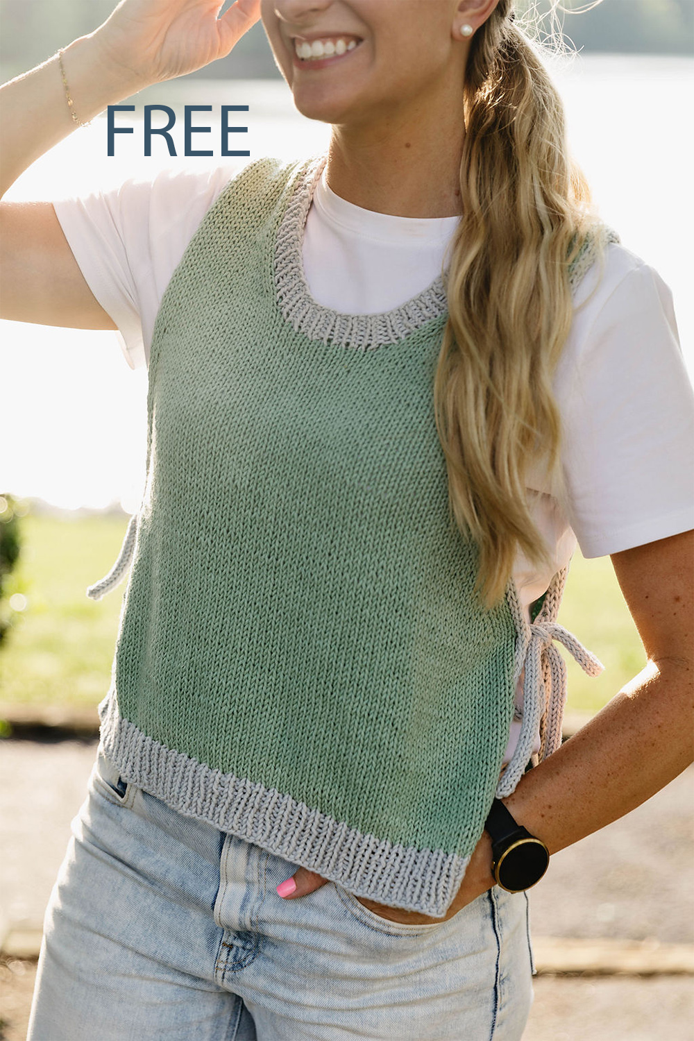 Cordelia Tie Vest  Free Knitting Pattern 