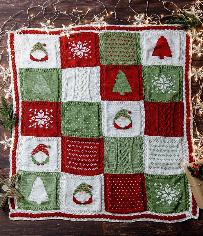 Cosy Claus Christmas Blanket  Knitting Pattern