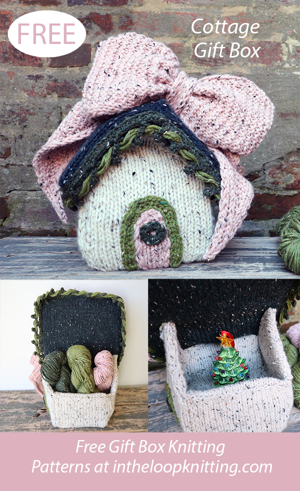 Free Christmas Cozy Cottage Gift Box Knitting Pattern