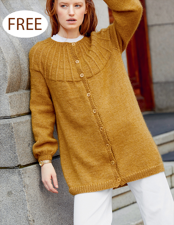 Free Woman’s Round Yoke Cardigan Knitting Pattern