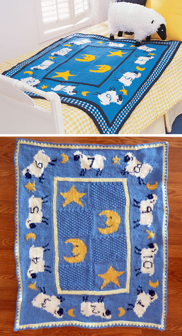 Free Knitting Pattern for Counting Sheep Blanket and Sheep Toy