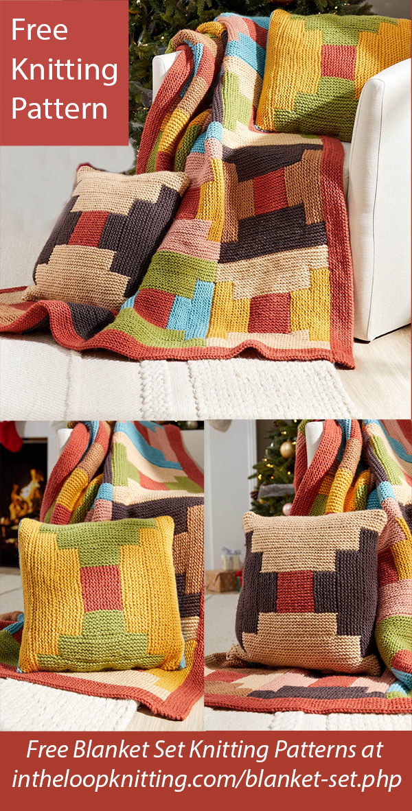 Free Blanket Knitting Pattern Courthouse Steps Set With Pillow