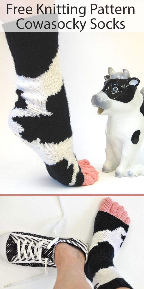 Free Knitting Pattern for Cowasocky Socks - Cow Socks With Toes