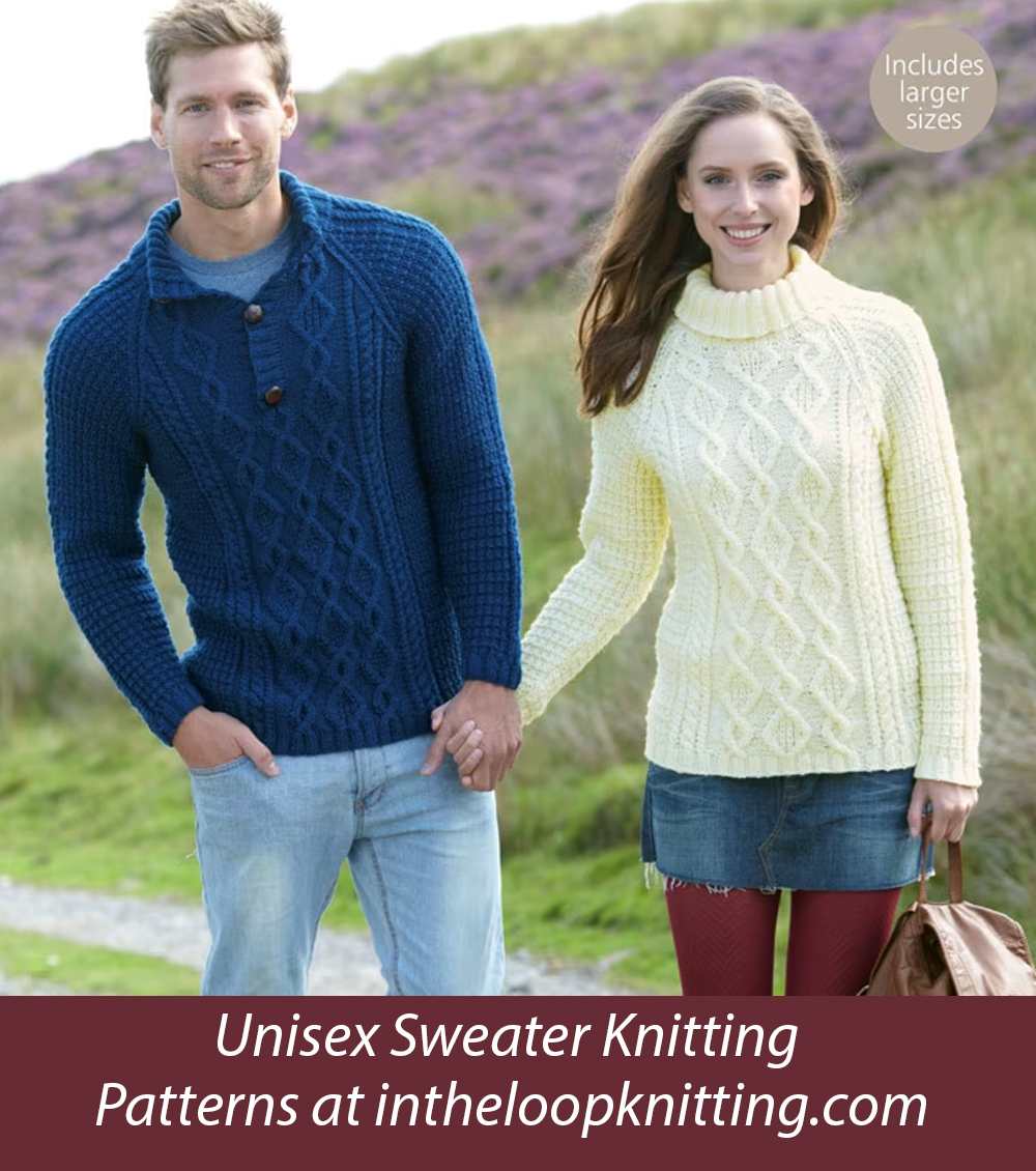 Cowl Neck and Henley Sweaters Knitting Patterns