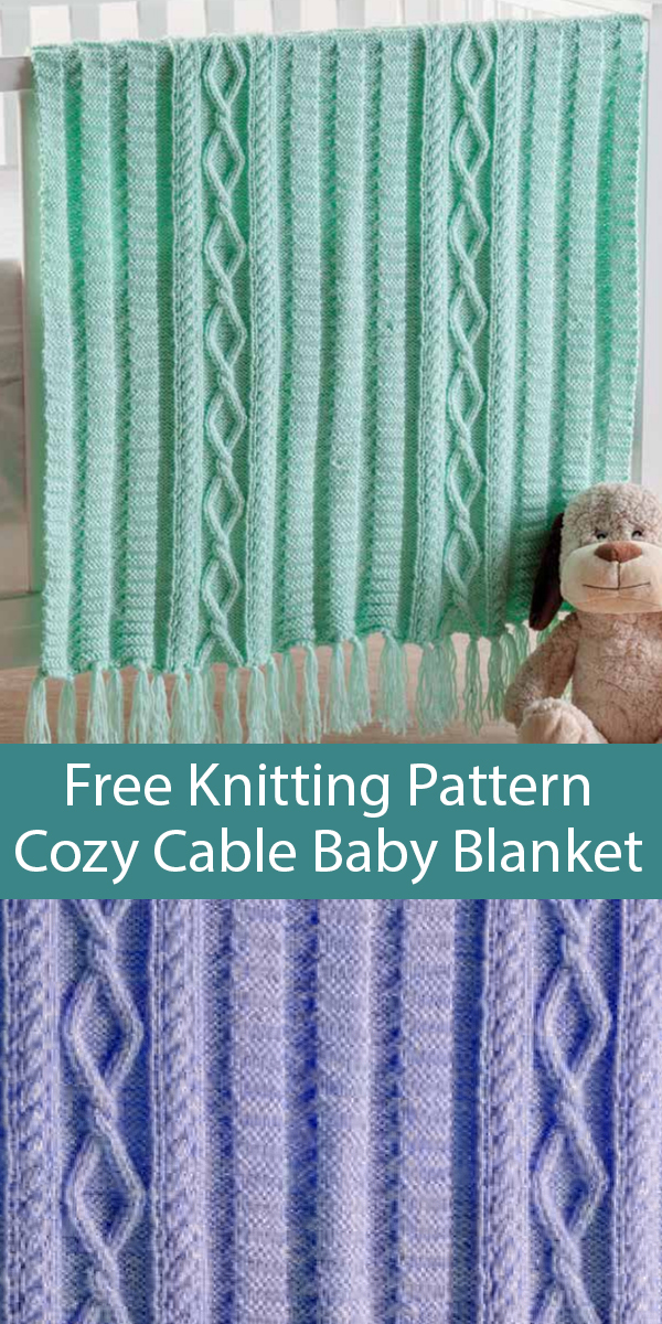 Free Knitting Pattern for Diamond Cable Baby Blanket