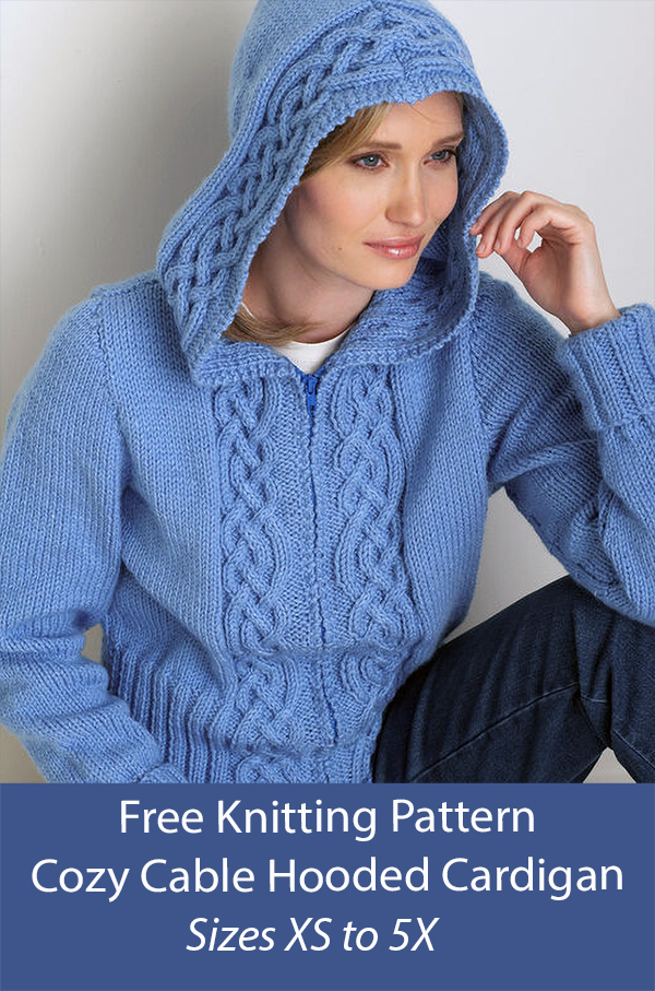 Free Cardigan Knitting Pattern Cozy Cable Hooded Cardigan
