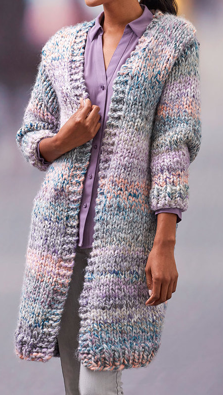 Free Knitting Pattern for Cozy Long Cardigan