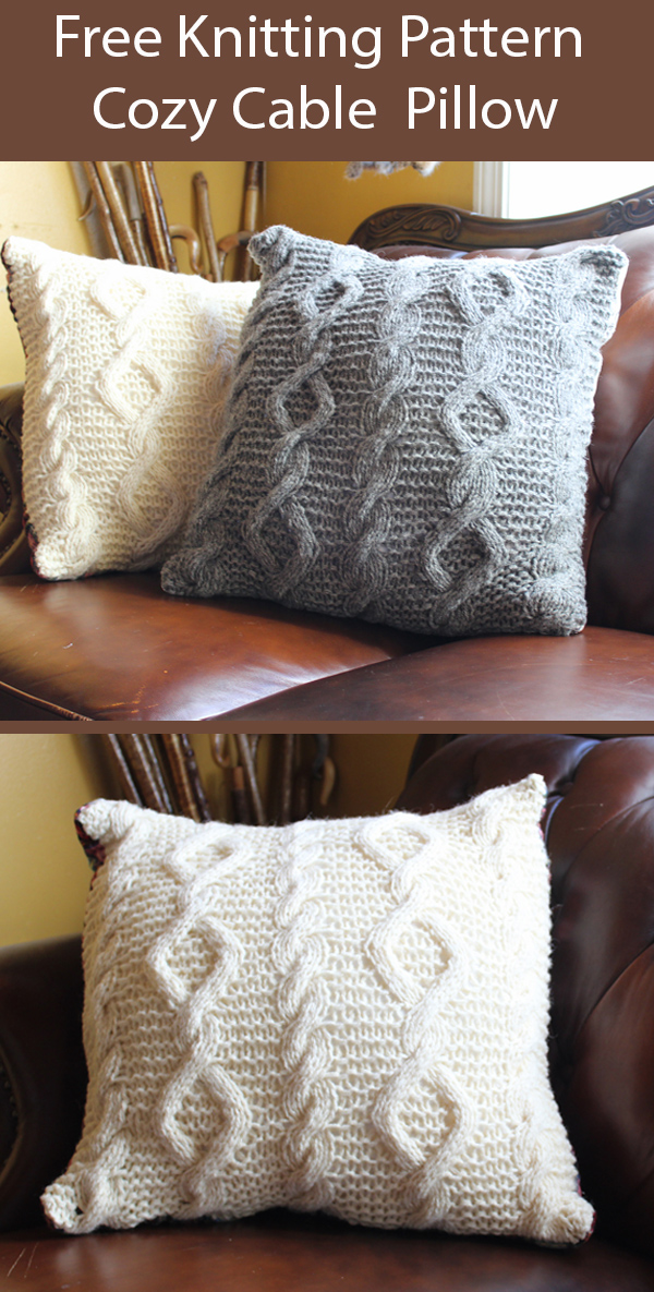 Free Knitting Pattern for Cozy Cable Pillow
