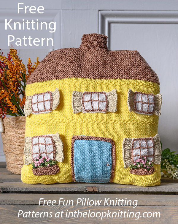Free Cozy Yellow House Pillow Knitting PatternCozy Yellow House Pillow