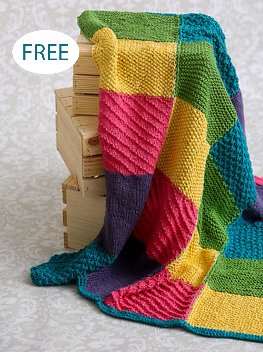 Crayon Box Sampler Afghan Sampler Block Blanket Free Knitting Pattern
