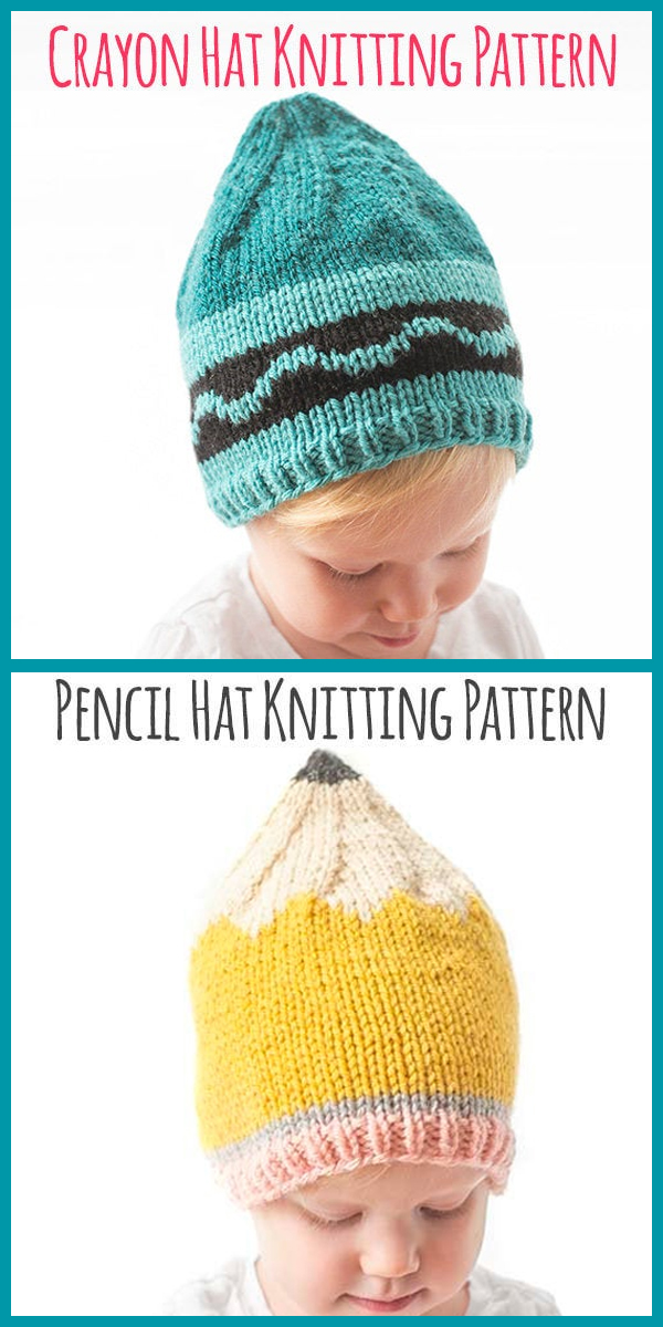 Knitting Patterns for Crayon and Pencil Hats