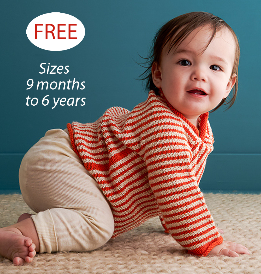 Free One-Piece Crayon Stripes Pullover Sweater Knitting Pattern 