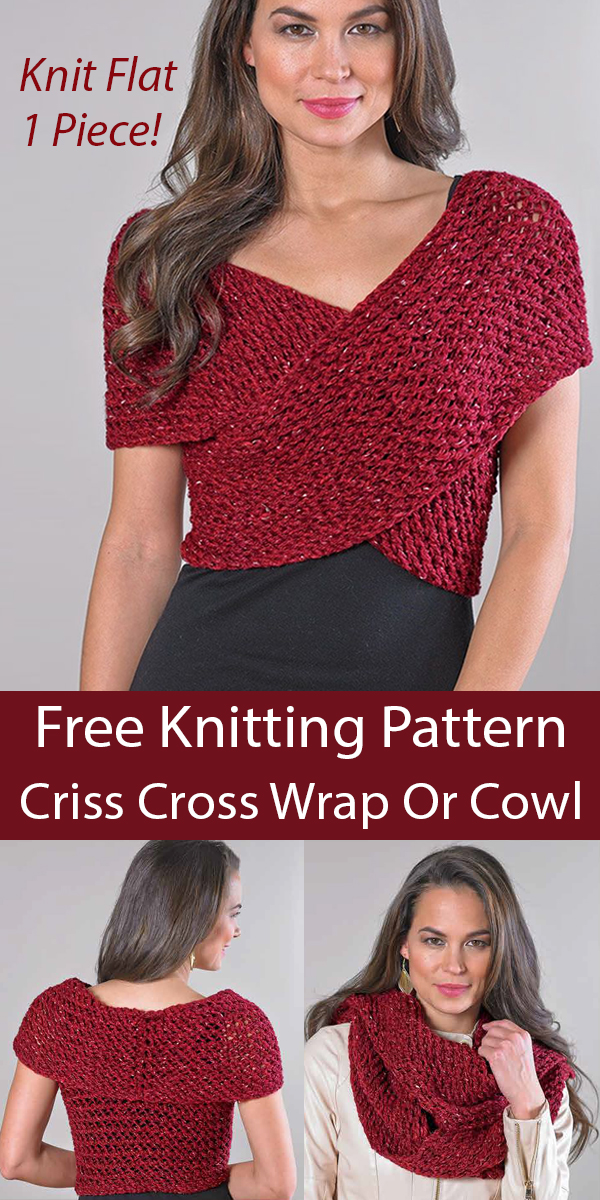 Free Criss Cross Wrap Or Cowl Knitting Pattern One Piece Vest Knit Flat