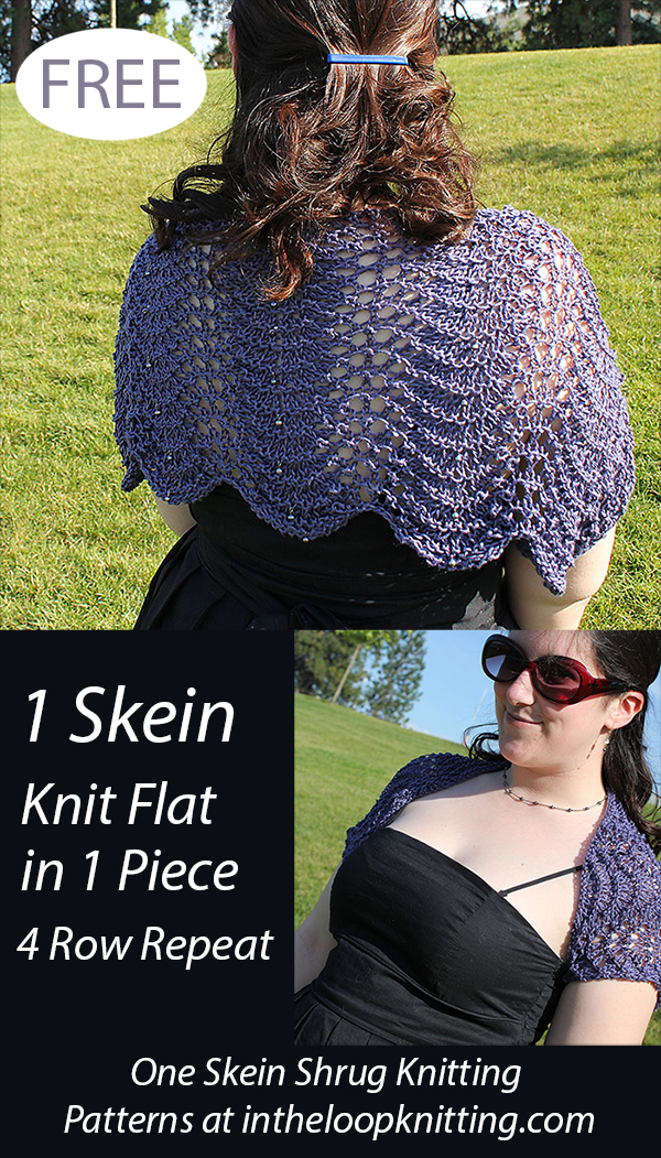 Free One Skein Knitting Pattern Cristaria Shrug