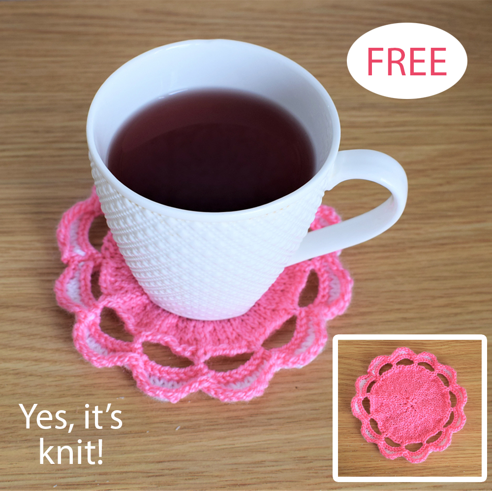 Free Knitted Crochet-Style Coasters  Knitting Pattern