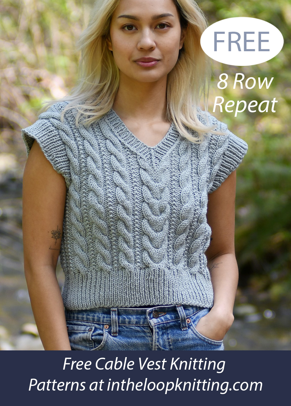 Free Cropped Cable Vest Knitting Pattern