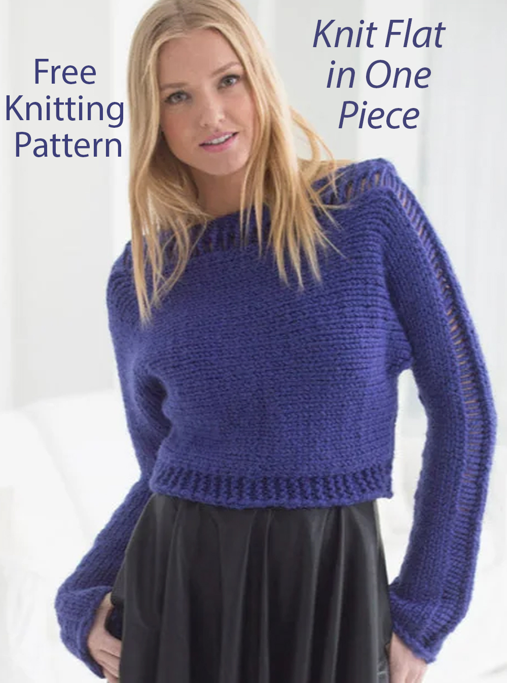Free Sweater Knitting Pattern Cropped Drop Stitch Pullover