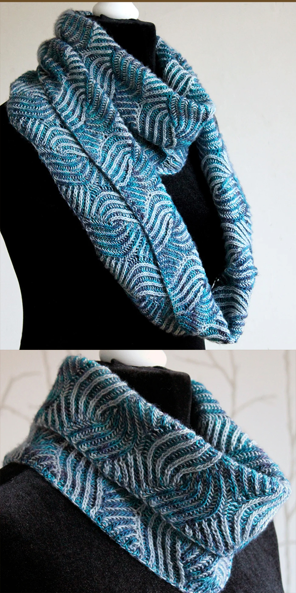 Cowl Knitting Pattern Cuairteagan Brioche Infinity Scarf
