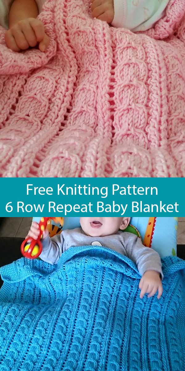 Free Knitting Pattern for Easy 6 Row Repeat Cuddle Me Baby Blanket