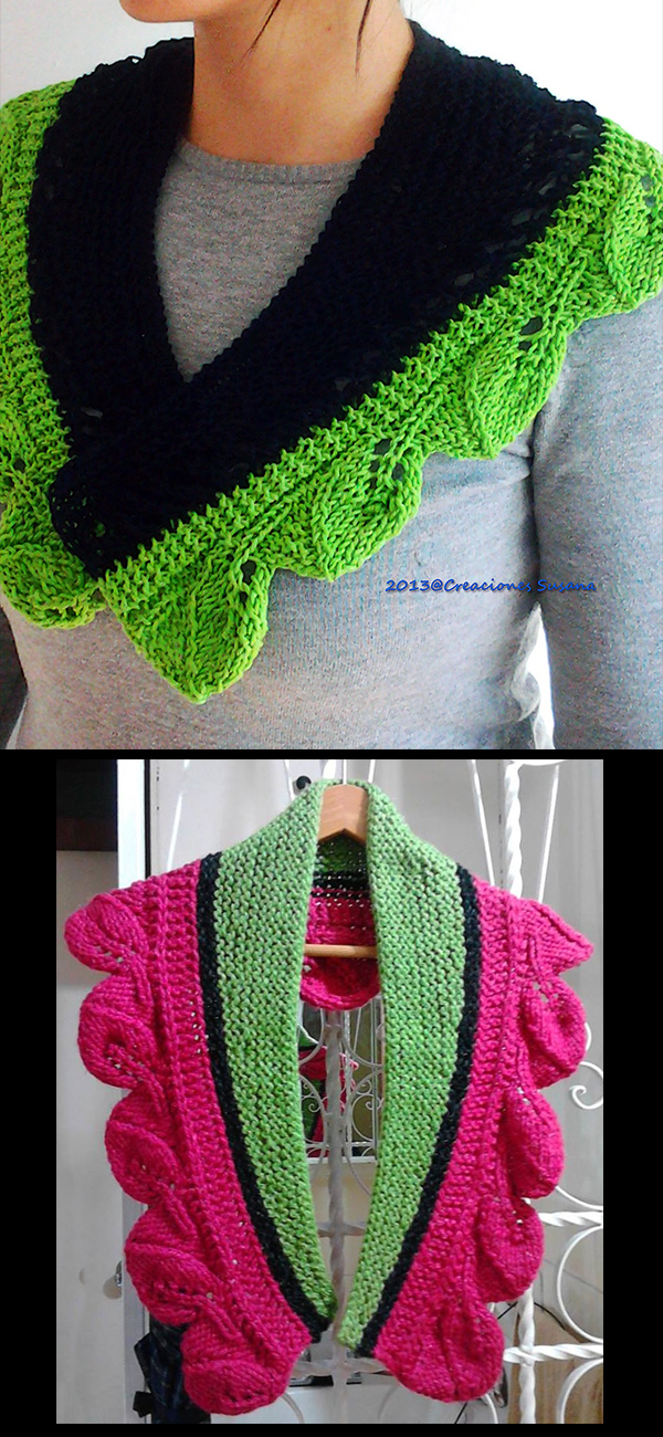 Free Knitting Pattern for Leaf Border Shawlette