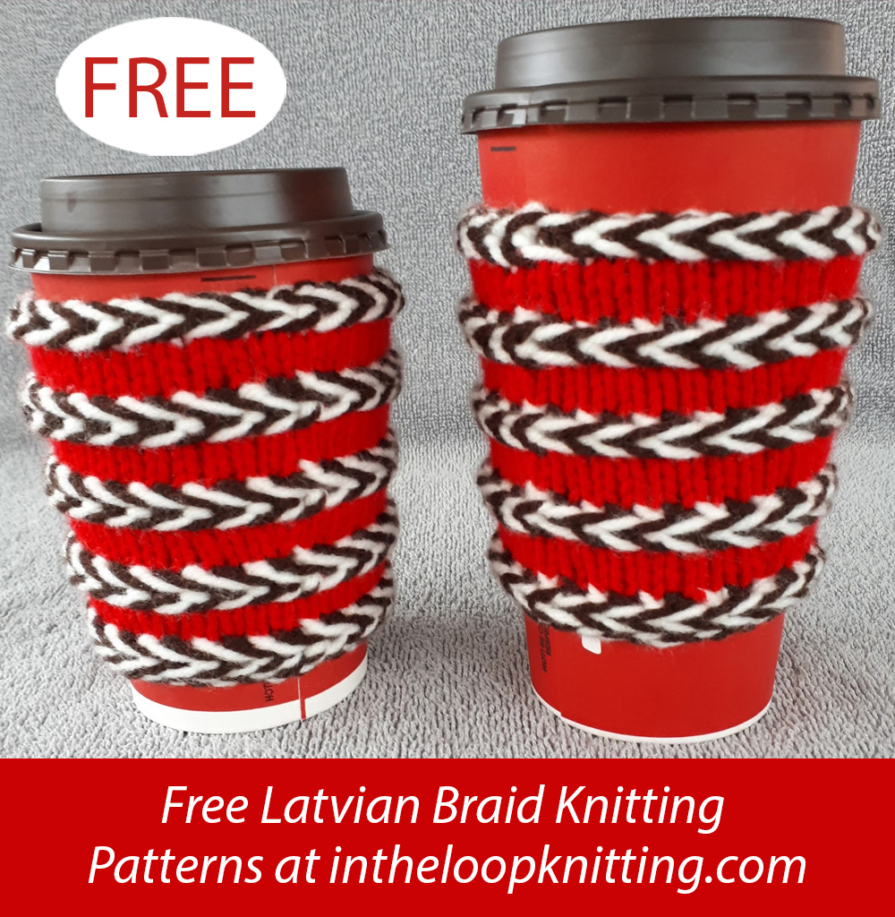 Cup Cozy with Latvian Braid Free Knitting Pattern